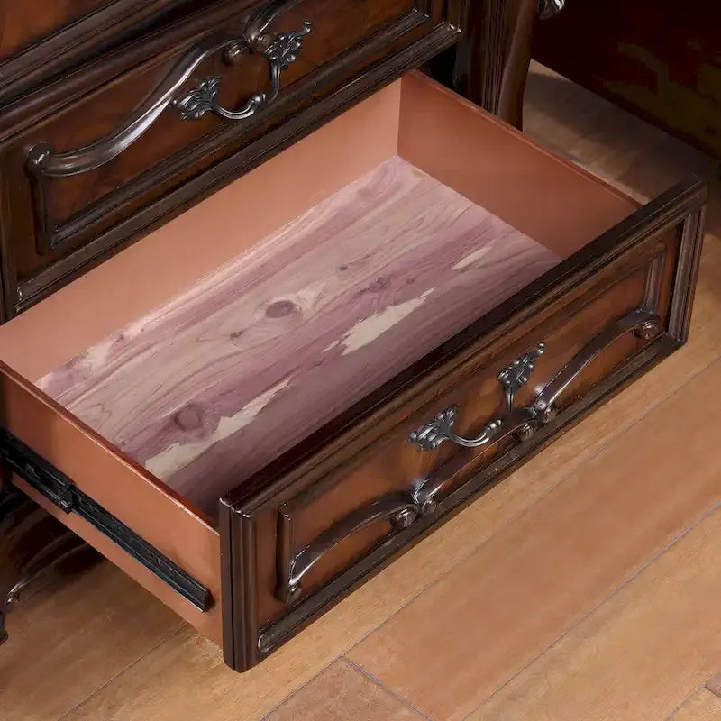 Furniture of America Eugene traditionelles 3-teiliges Schlafzimmer-Set aus dunklem Kirschholz mit Paneelen