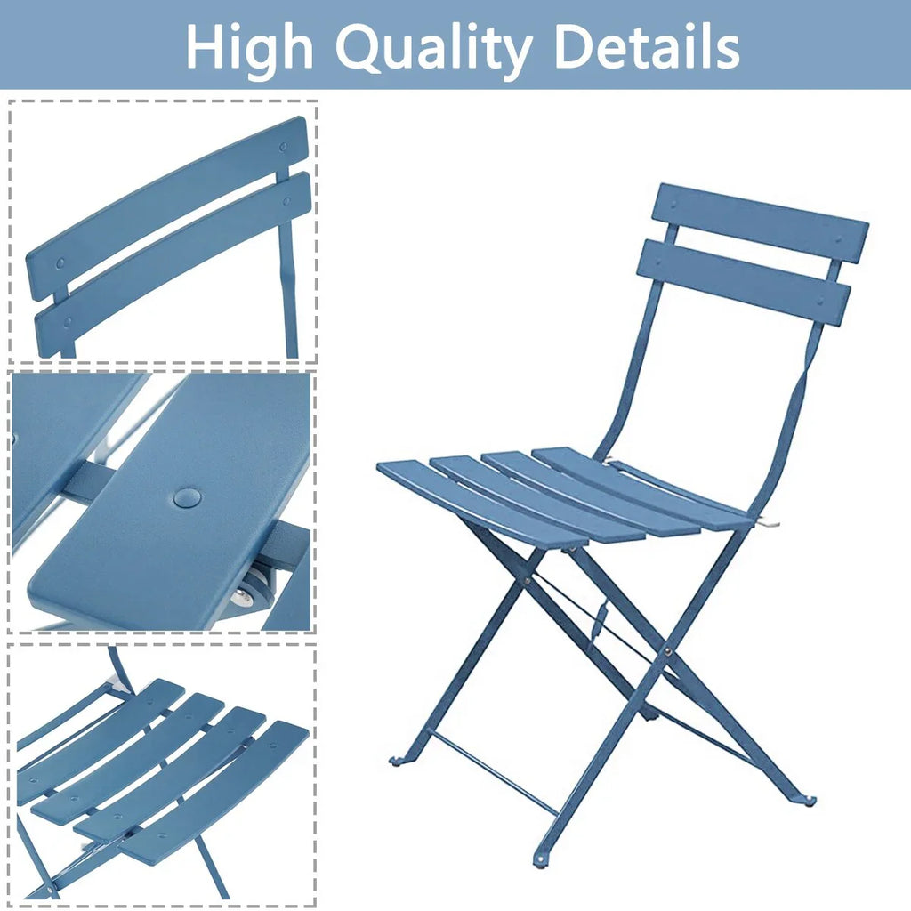 3-teiliges klappbares Bistro-Set aus Metall, wetterbeständiges Outdoor-/Indoor-Sitzset für Terrasse, Hof und Garten