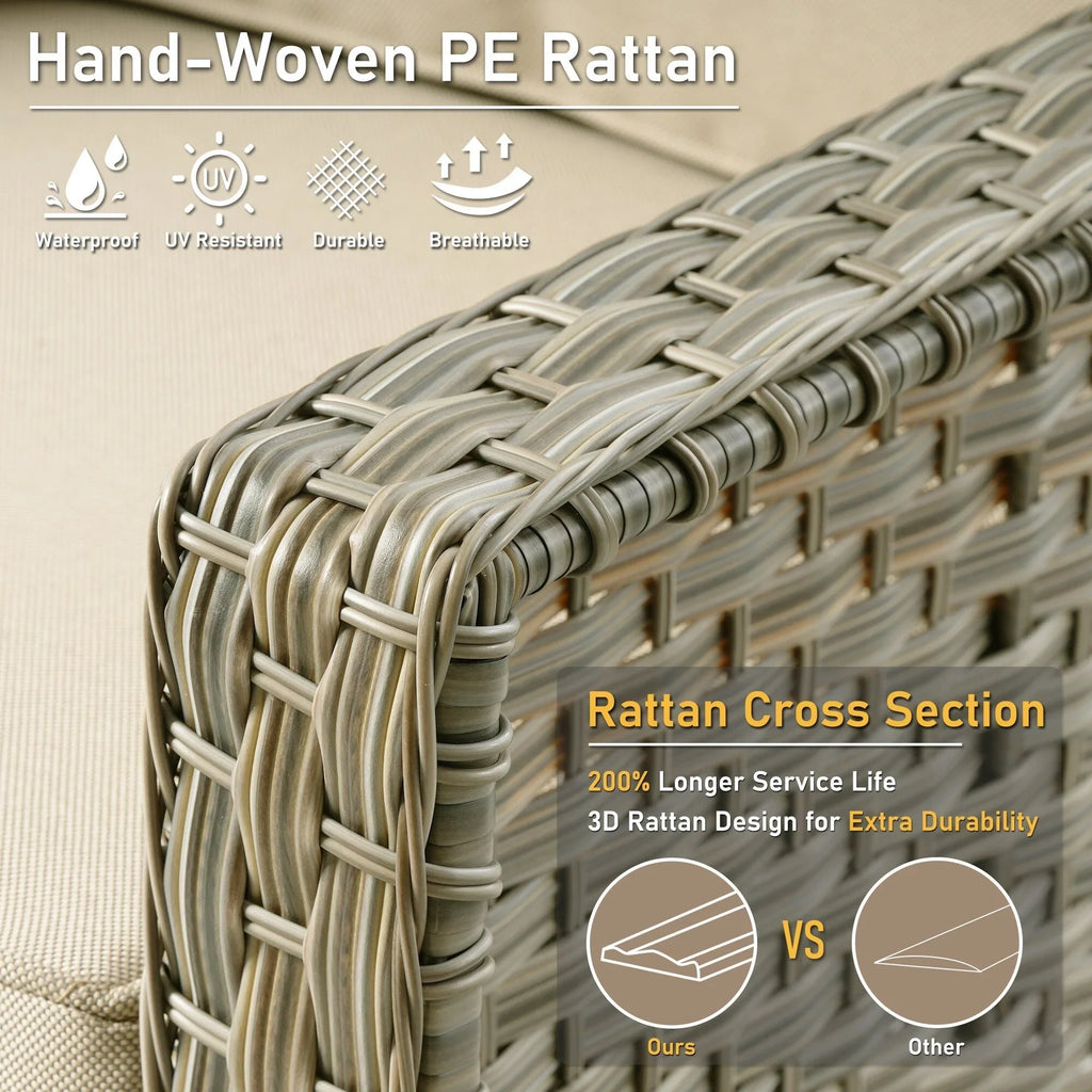 HOOOWOOO 2-teiliges Gartenstuhl-Set aus Korbgeflecht und Rattan mit hoher Rückenlehne
