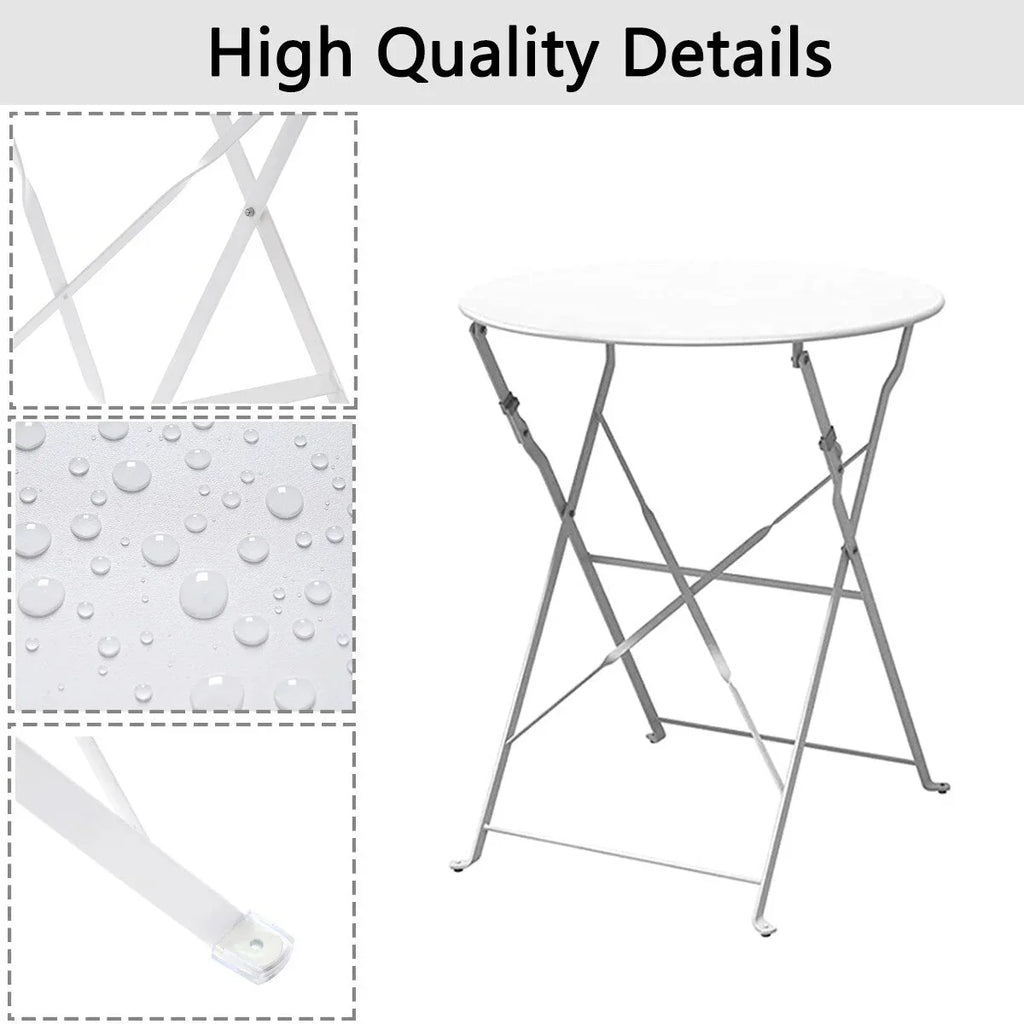 3-teiliges klappbares Bistro-Set aus Metall, wetterbeständiges Outdoor-/Indoor-Sitzset für Terrasse, Hof und Garten