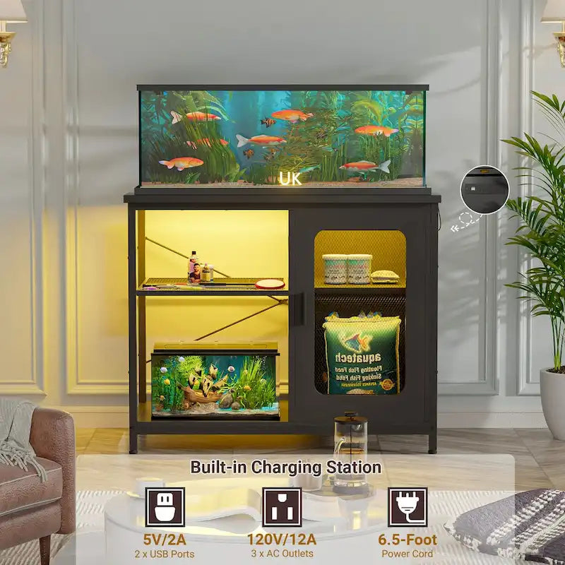 Aquariumaquariummeubel voor 20-29 gallon met stopcontacten en ledverlichting