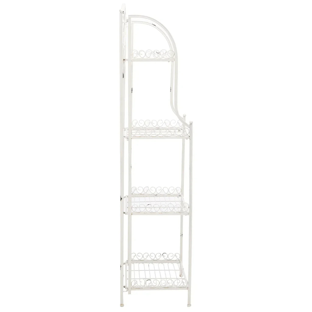 SAFAVIEH Bryn viktorianisches schmiedeeisernes Bäckerregal für den Außenbereich mit 4 Ebenen - 25 In. B x 15 In. T x 63 In. H - 25B x 15T x 63H