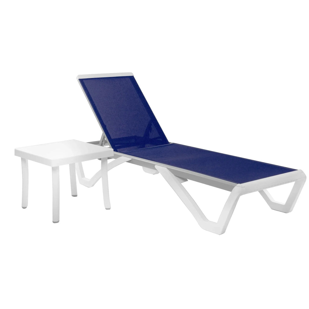 Chaise lounge Kozyard Alan għall-patio, bilqiegħda u mimduda, aġġustabbli, magħmula kompletament mill-aluminju u b’saqajn tar-reżina tal-polipropilen