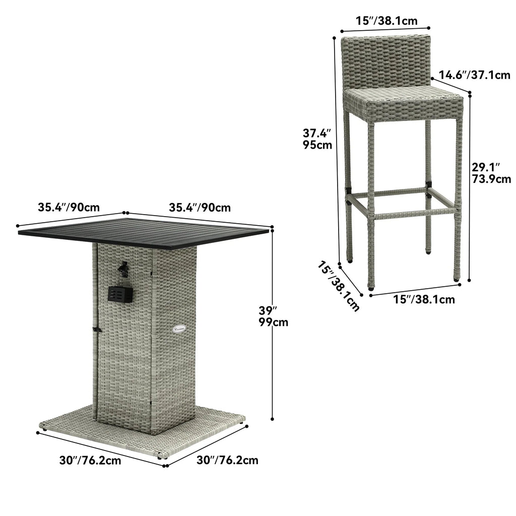 Set da bar da esterno in vimini Moasis da 5 pezzi - 5 PZ