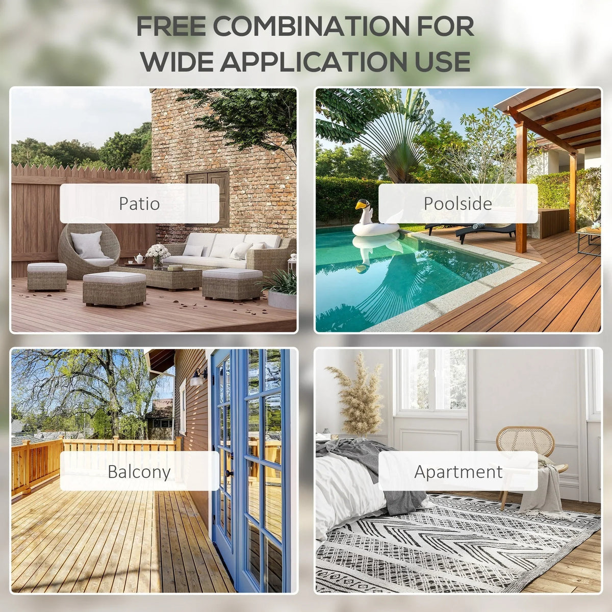 Outsunny 4-teiliges faltbares Gartenstuhl-Set mit schlichtem und stilvollem Design, bequem für Terrasse, Garten, Hof und unterwegs