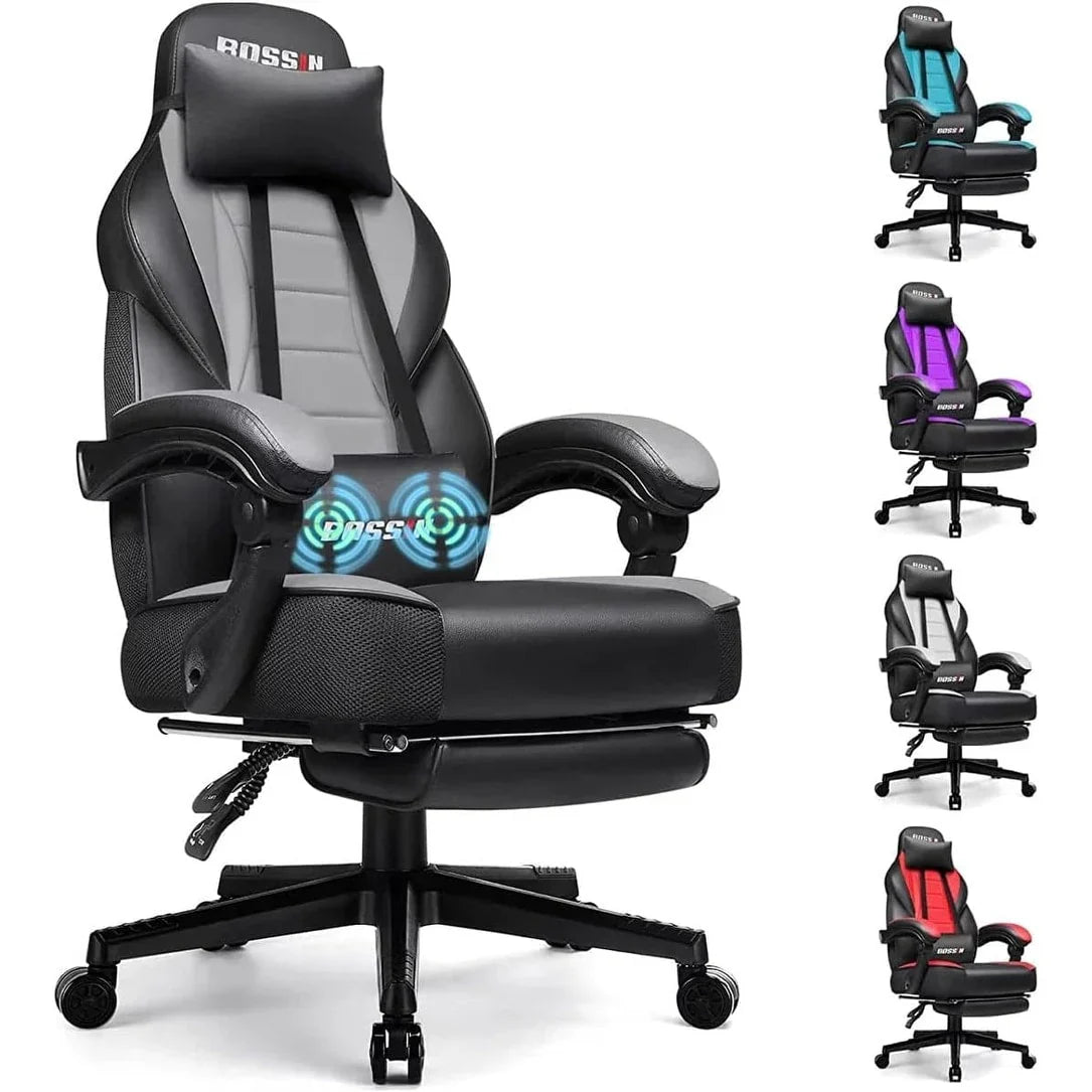 Sedia da gaming BOSSIN in stile racing, portata 300 lbs, sedia da gaming per persone alte e robuste, con schienale alto