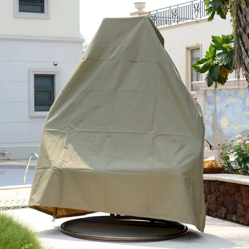 Sedia sospesa a dondolo a forma di uovo con supporto in metallo, struttura in vimini e cuscino ¨C Beige / Blu antracite / Bianco / Blu / Bianco anticato / Marrone / Tela, posti 2