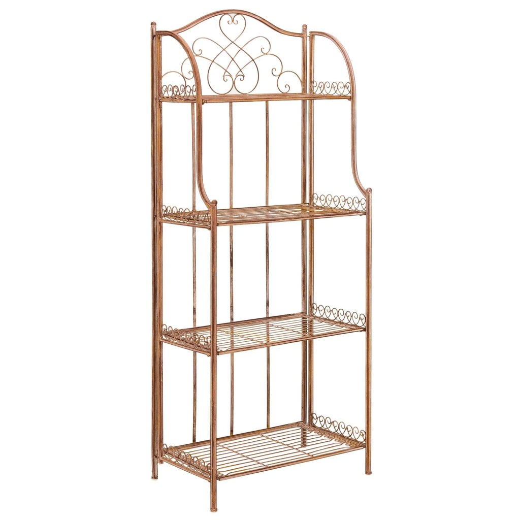 SAFAVIEH Bryn viktorianisches schmiedeeisernes Bäckerregal für den Außenbereich mit 4 Ebenen - 25 In. B x 15 In. T x 63 In. H - 25B x 15T x 63H