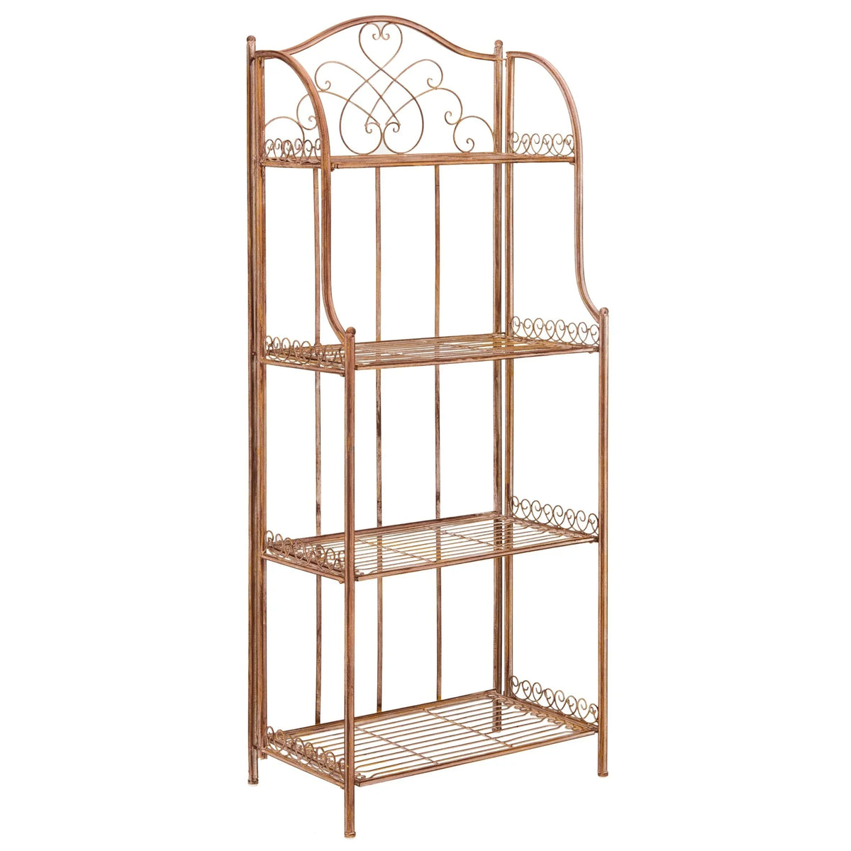SAFAVIEH Bryn viktorianisches schmiedeeisernes Bäckerregal für den Außenbereich mit 4 Ebenen - 25 In. B x 15 In. T x 63 In. H - 25B x 15T x 63H