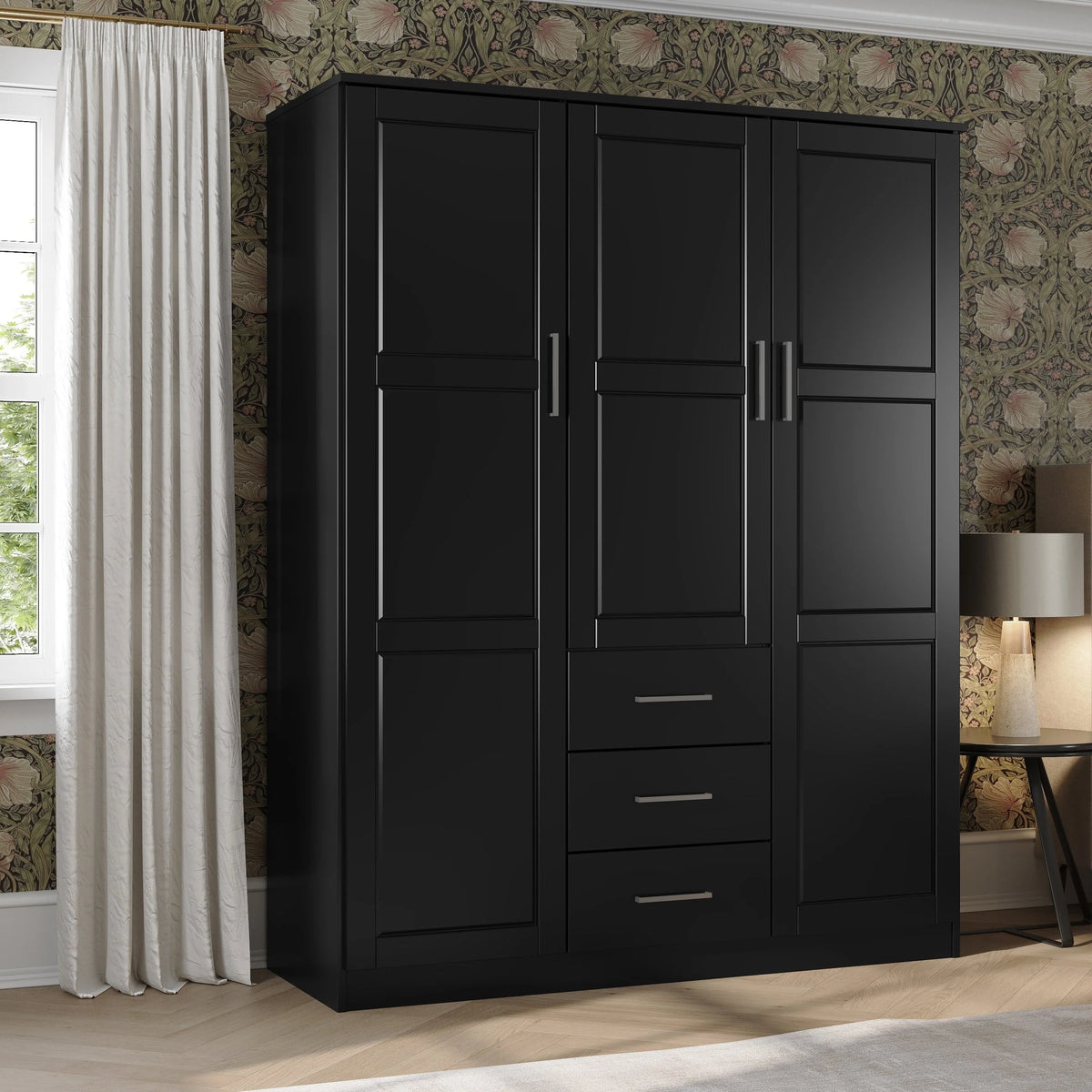 Armadio guardaroba a 3 ante Cosmo Palace Imports in legno massello al 100%, con ante in legno massello o a specchio