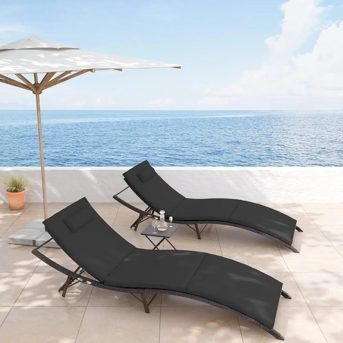 Set da 3 pezzi di chaise longue da esterno Kullavik