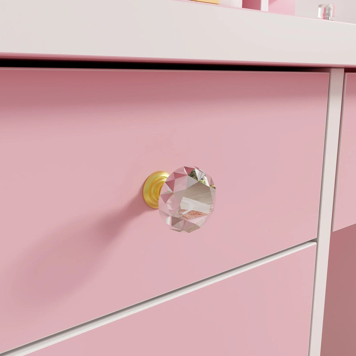 Make-uptafelset met ledverlichting, spiegel en kruk