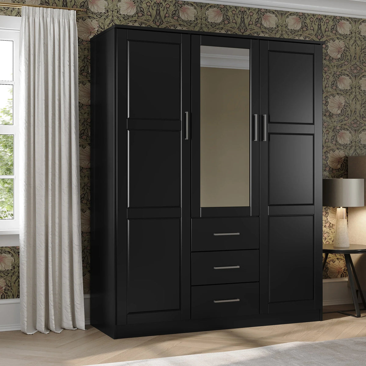 Armadio guardaroba a 3 ante Cosmo Palace Imports in legno massello al 100%, con ante in legno massello o a specchio