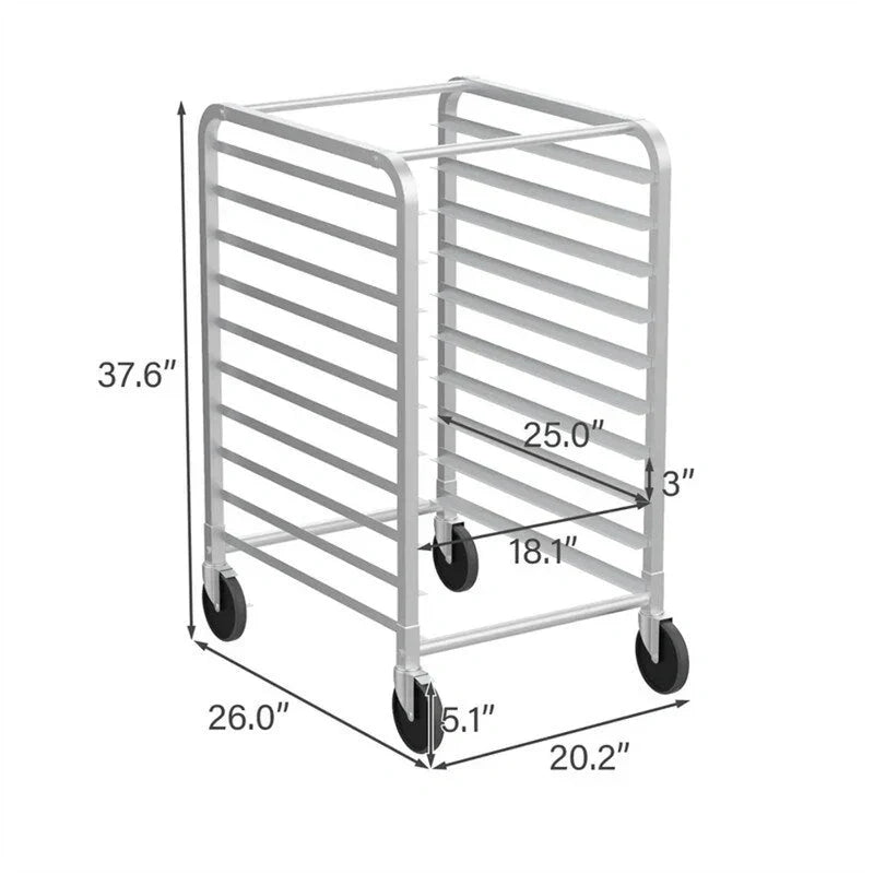 Scaffale da panetteria a 10/20 ripiani in acciaio inox per teglie da panini