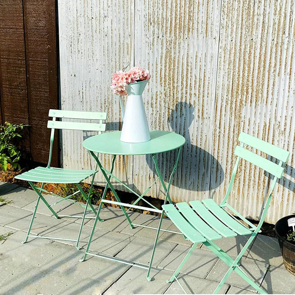 3-teiliges klappbares Bistro-Set aus Metall, wetterbeständiges Outdoor-/Indoor-Sitzset für Terrasse, Hof und Garten