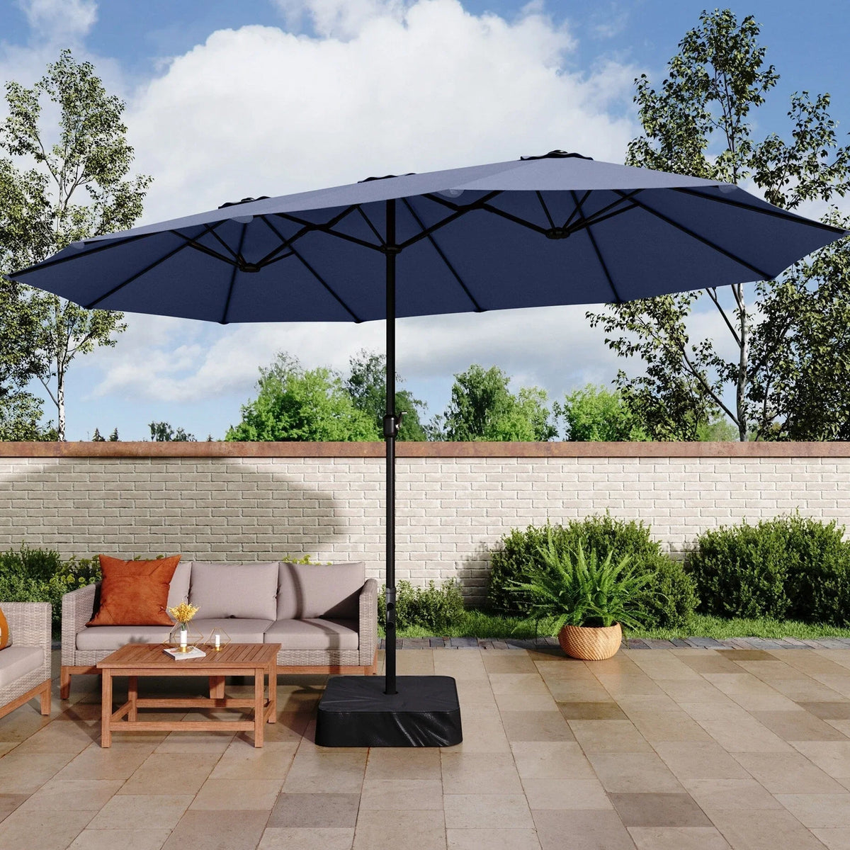 Ombrellone doppio extra large MAISON ARTS da 15 piedi per patio, con base inclusa