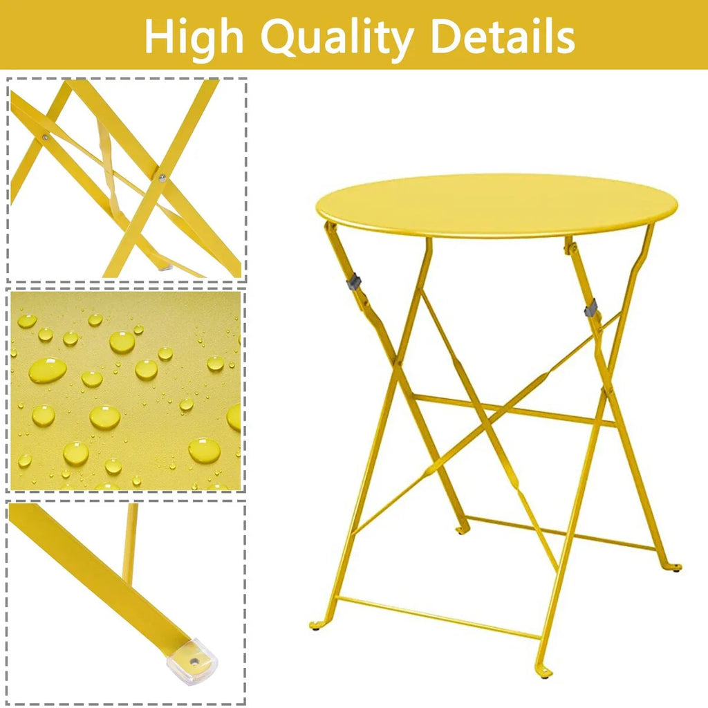 3-teiliges klappbares Bistro-Set aus Metall, wetterbeständiges Outdoor-/Indoor-Sitzset für Terrasse, Hof und Garten