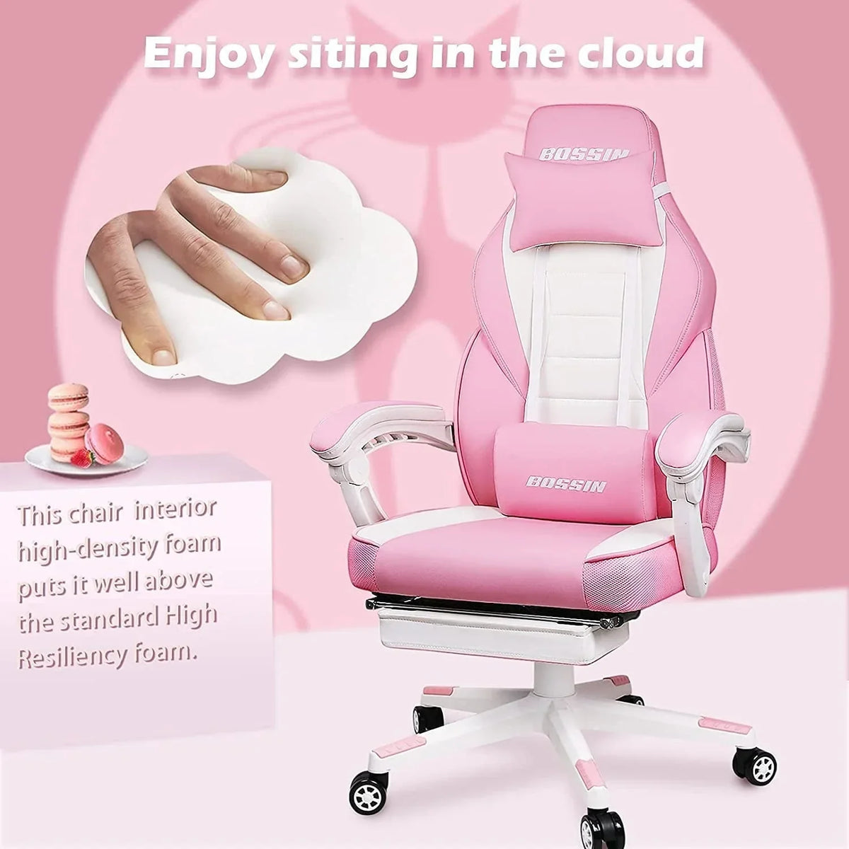 BOSSIN Racing Style Gaming Chair,300 lbs Big and Tall gamer chair High Back Computer Chair
