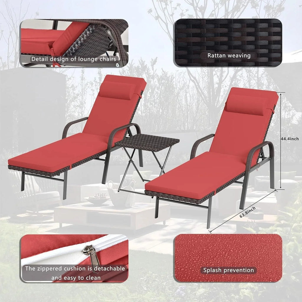 Set da 3 pezzi di chaise longue da esterno Kullavik