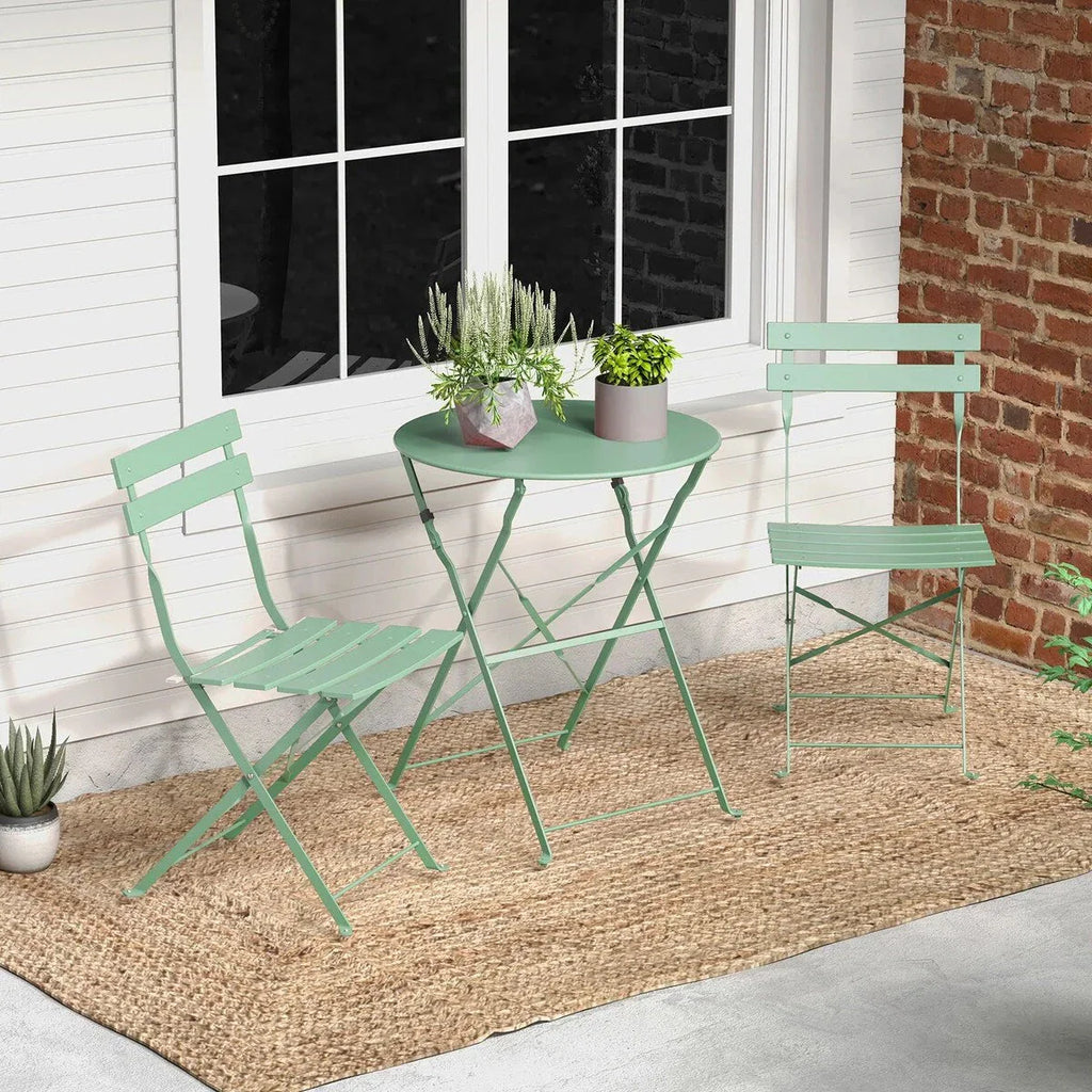 3-teiliges klappbares Bistro-Set aus Metall, wetterbeständiges Outdoor-/Indoor-Sitzset für Terrasse, Hof und Garten