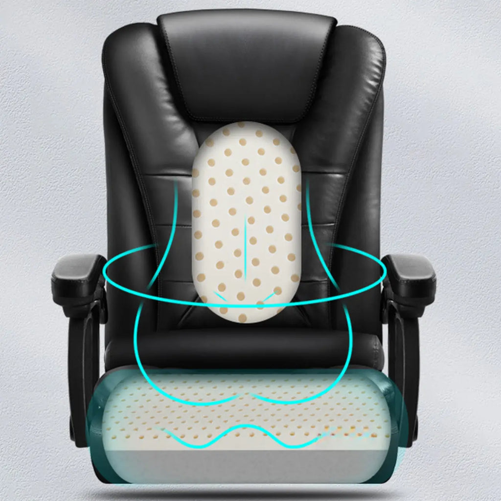Ergonomische zwarte leren draaibare bureaustoel met voetensteun