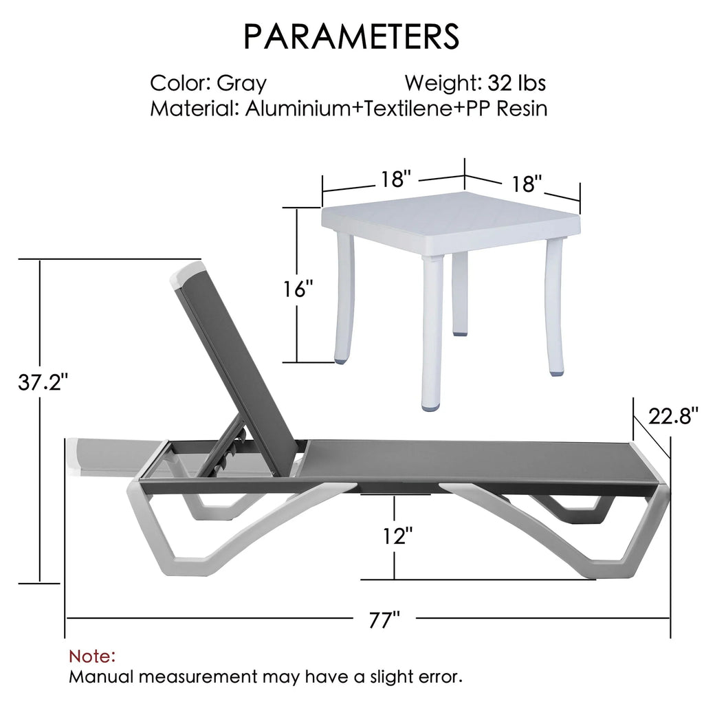 Chaise lounge Kozyard Alan għall-patio, bilqiegħda u mimduda, aġġustabbli, magħmula kompletament mill-aluminju u b’saqajn tar-reżina tal-polipropilen