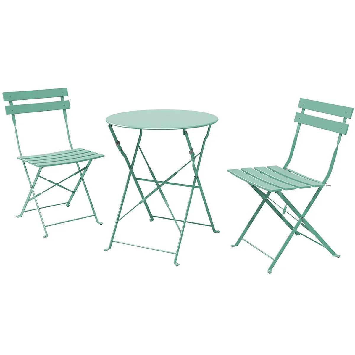 3-teiliges klappbares Bistro-Set aus Metall, wetterbeständiges Outdoor-/Indoor-Sitzset für Terrasse, Hof und Garten