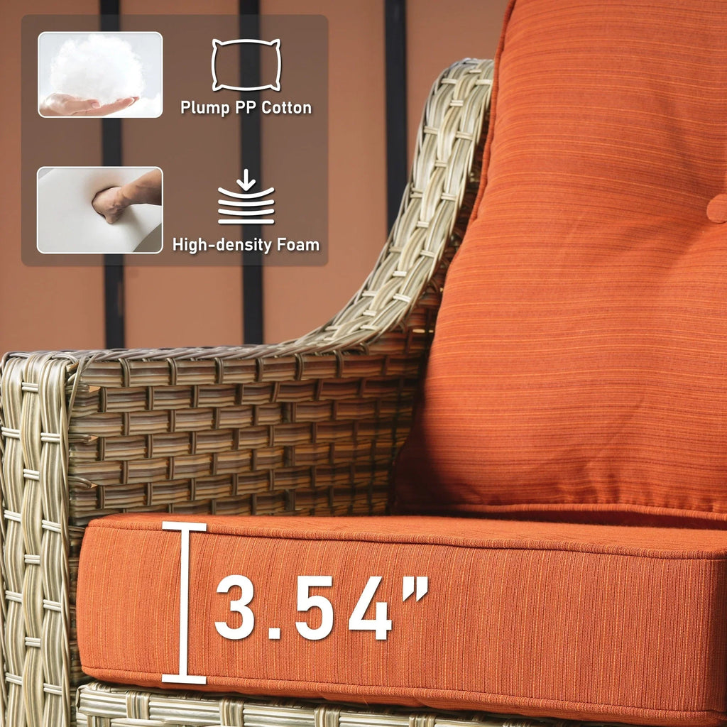 HOOOWOOO 2-teiliges Gartenstuhl-Set aus Korbgeflecht und Rattan mit hoher Rückenlehne