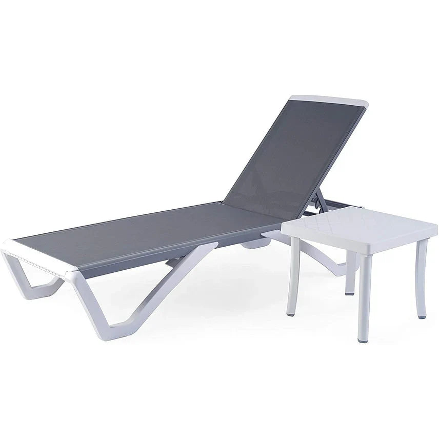Chaise longue reclinabile da giardino Kozyard Alan, completamente piatta, in alluminio e con gambe in resina di polipropilene, regolabile