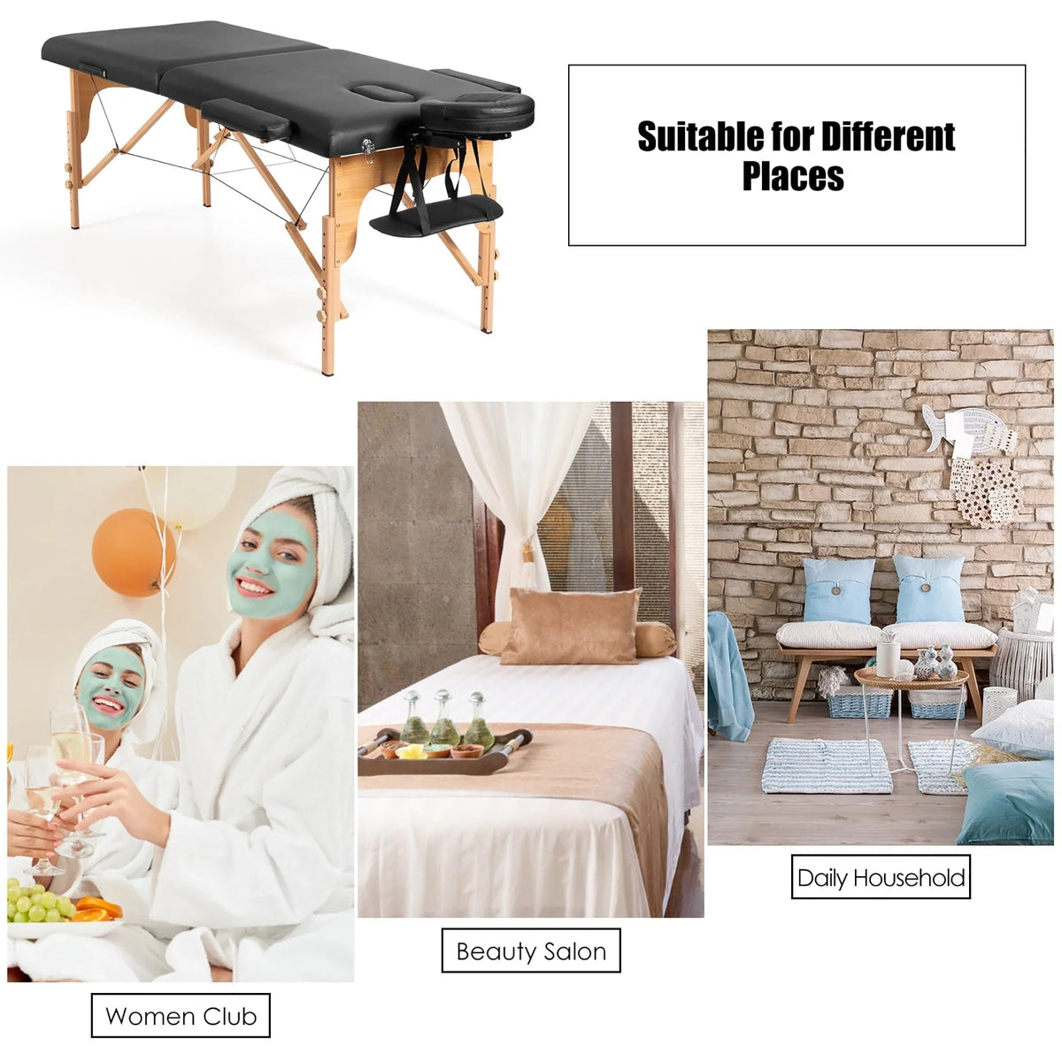 84L draagbare massagetafel, verstelbaar gezichts-spabed en tattoo-bed met draagtas