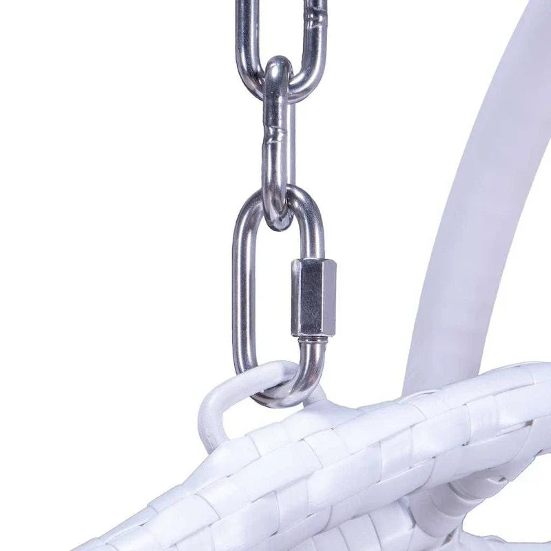 Sedia sospesa a dondolo a forma di uovo con supporto in metallo, struttura in vimini e cuscino ¨C Beige / Blu antracite / Bianco / Blu / Bianco anticato / Marrone / Tela, posti 2