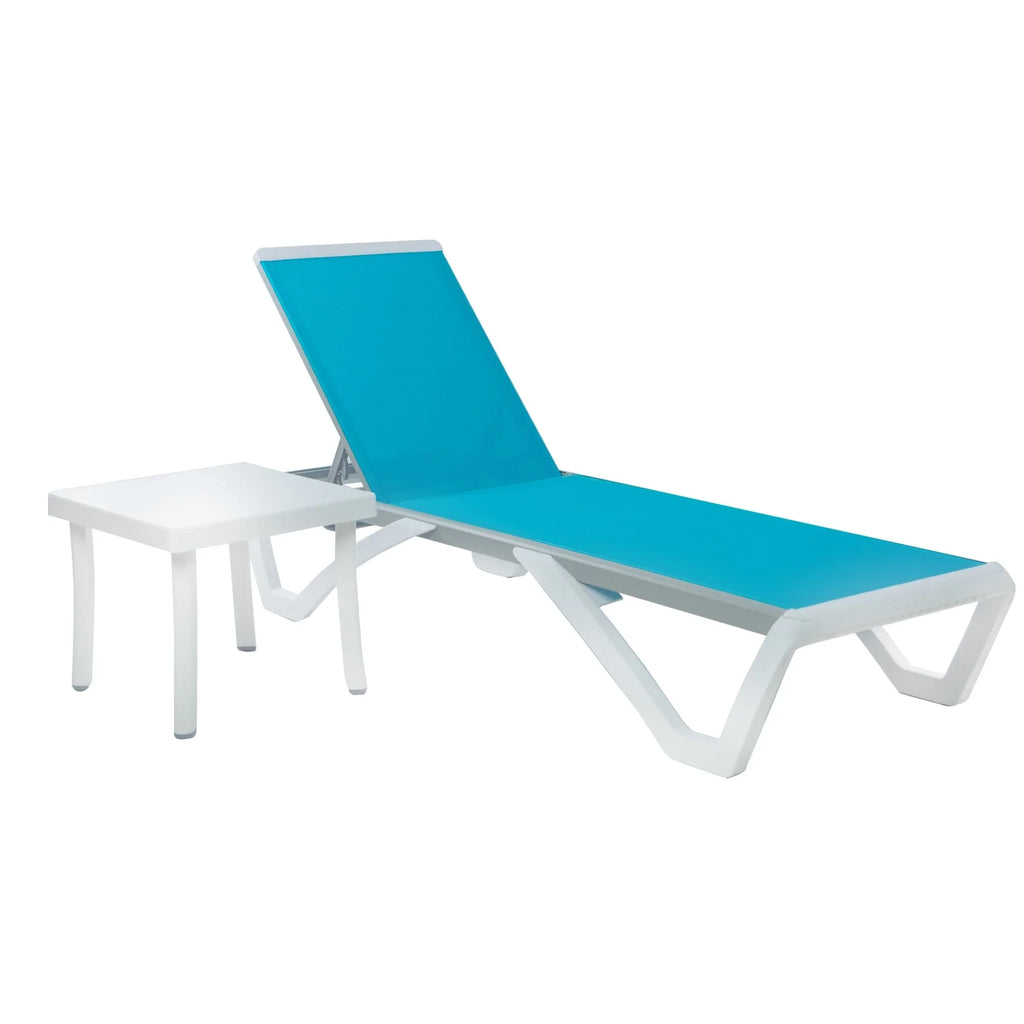 Chaise lounge Kozyard Alan għall-patio, bilqiegħda u mimduda, aġġustabbli, magħmula kompletament mill-aluminju u b’saqajn tar-reżina tal-polipropilen