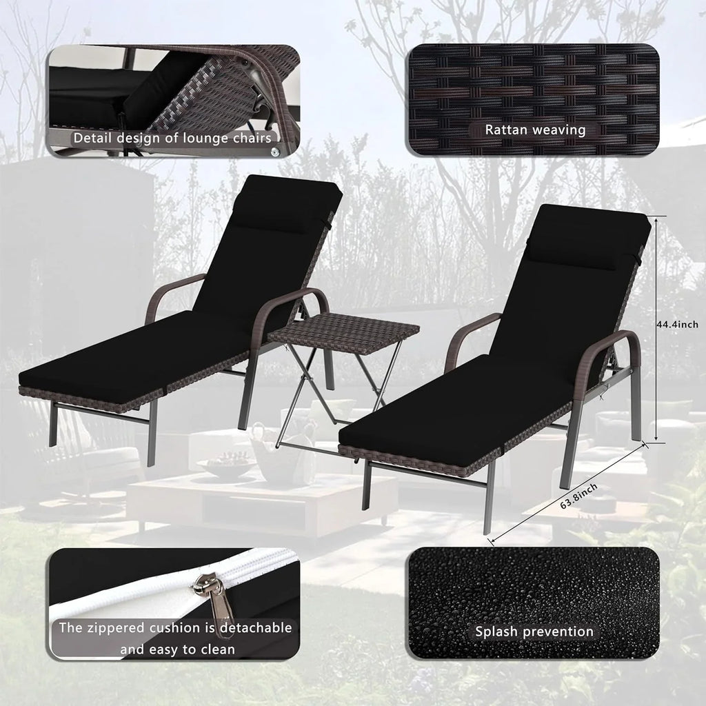 Set da 3 pezzi di chaise longue da esterno Kullavik
