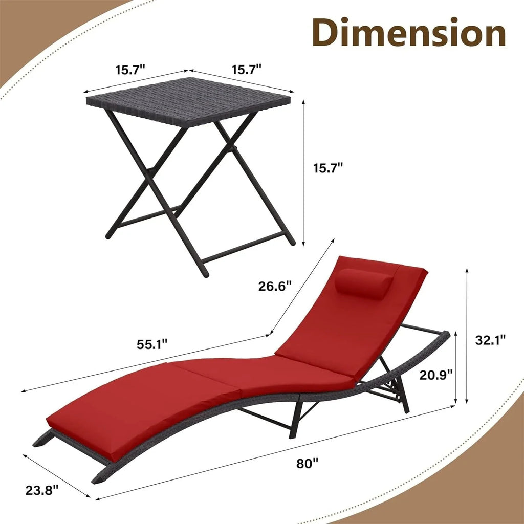 Set da 3 pezzi di chaise longue da esterno Kullavik