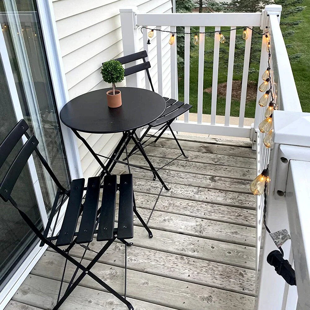 3-teiliges klappbares Bistro-Set aus Metall, wetterbeständiges Outdoor-/Indoor-Sitzset für Terrasse, Hof und Garten