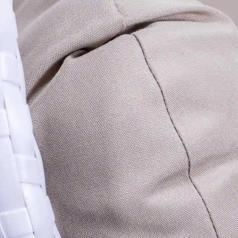 Sedia sospesa a dondolo a forma di uovo con supporto in metallo, struttura in vimini e cuscino ¨C Beige / Blu antracite / Bianco / Blu / Bianco anticato / Marrone / Tela, posti 2