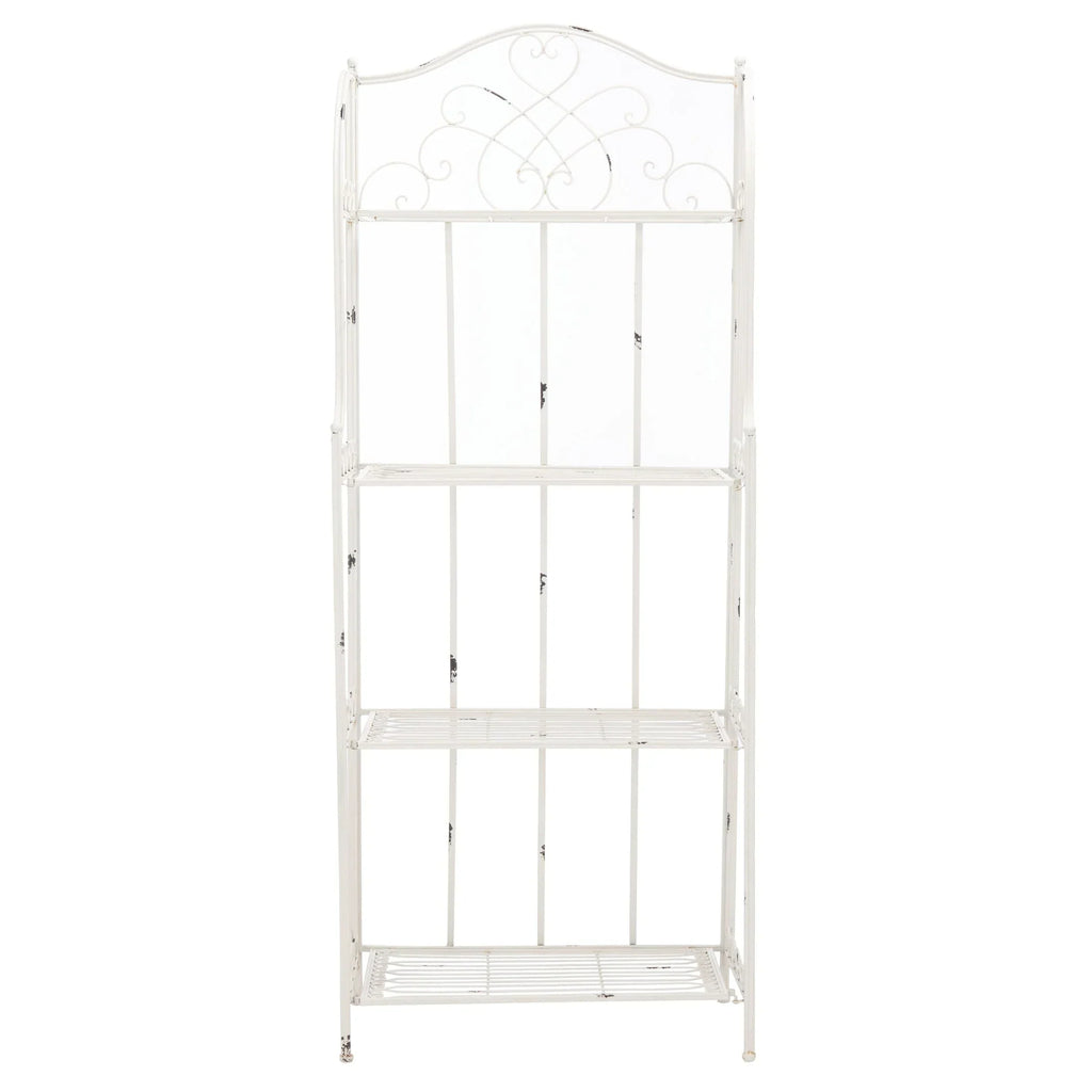 SAFAVIEH Bryn viktorianisches schmiedeeisernes Bäckerregal für den Außenbereich mit 4 Ebenen - 25 In. B x 15 In. T x 63 In. H - 25B x 15T x 63H