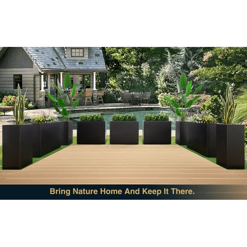 Zware metalen plantenbak voor buitenplanten, hoge en lange metalen plantenbak met scheidingswand van 38Lx10Wx30H inch - 38x30x10