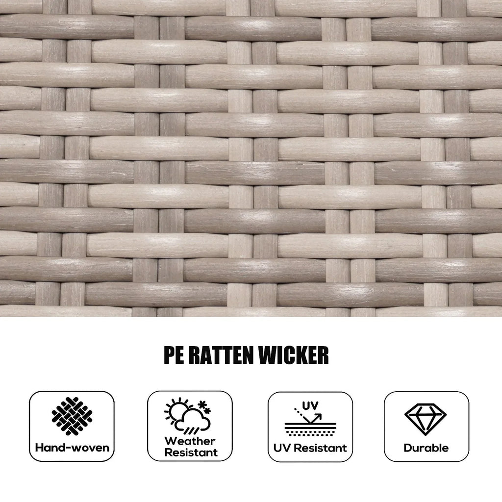 Set da pranzo rotondo da esterno in rattan intrecciato da 7 pezzi con cuscini di Moda Furnishings