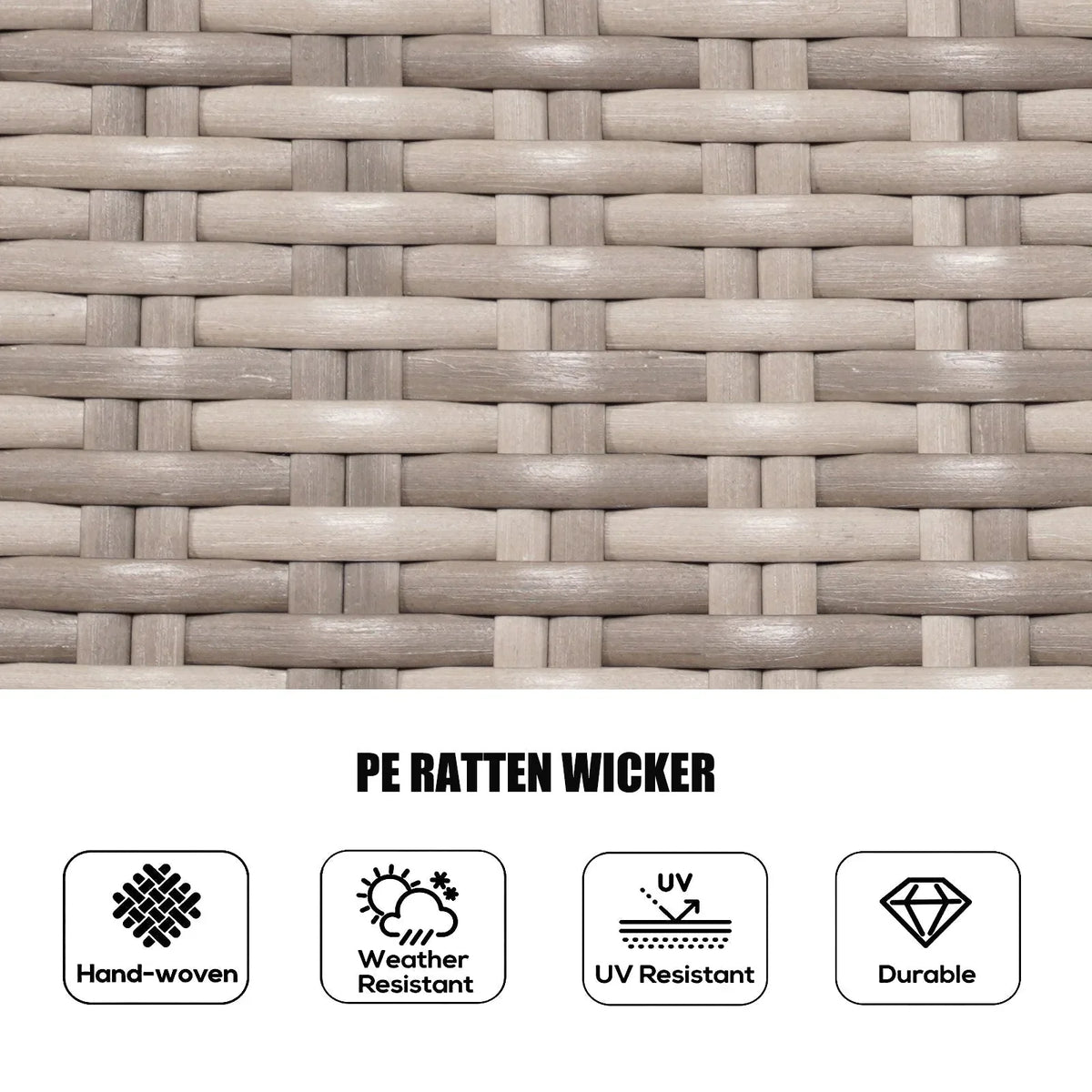 Set da pranzo rotondo da esterno in rattan intrecciato da 7 pezzi con cuscini di Moda Furnishings