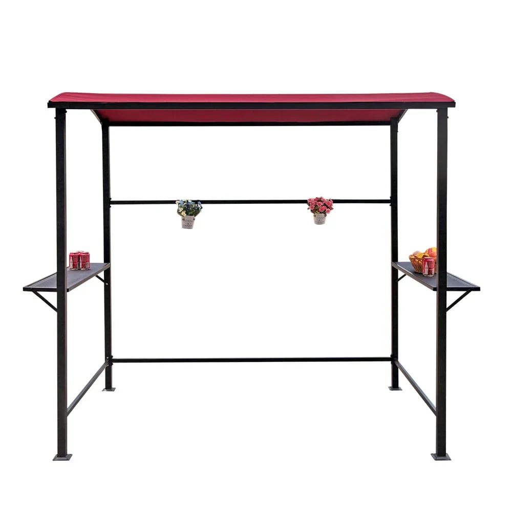 Gazebo da esterno per barbecue con struttura in acciaio da 5 x 8 piedi, copertura e riparo per griglia