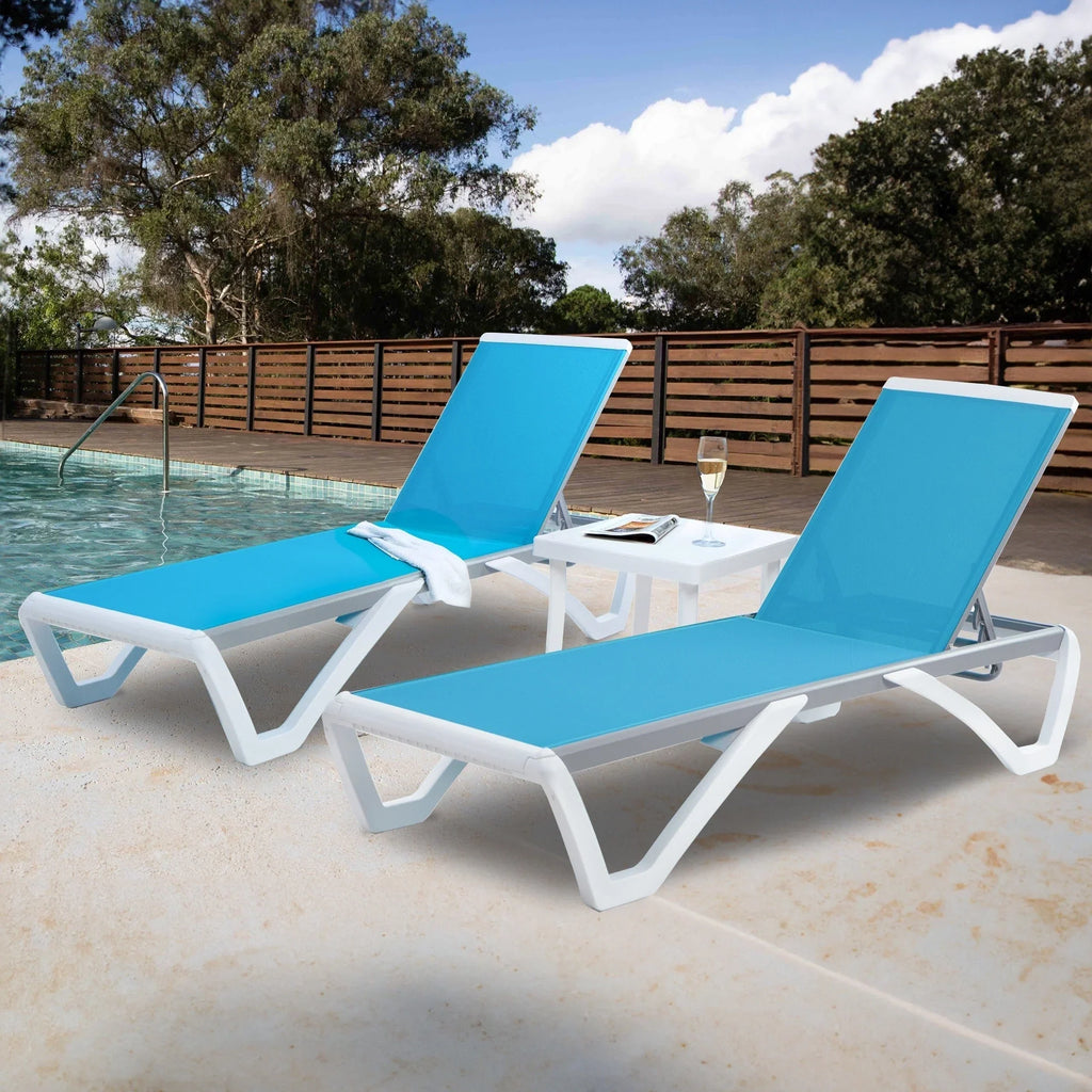 Chaise lounge Kozyard Alan għall-patio, bilqiegħda u mimduda, aġġustabbli, magħmula kompletament mill-aluminju u b’saqajn tar-reżina tal-polipropilen