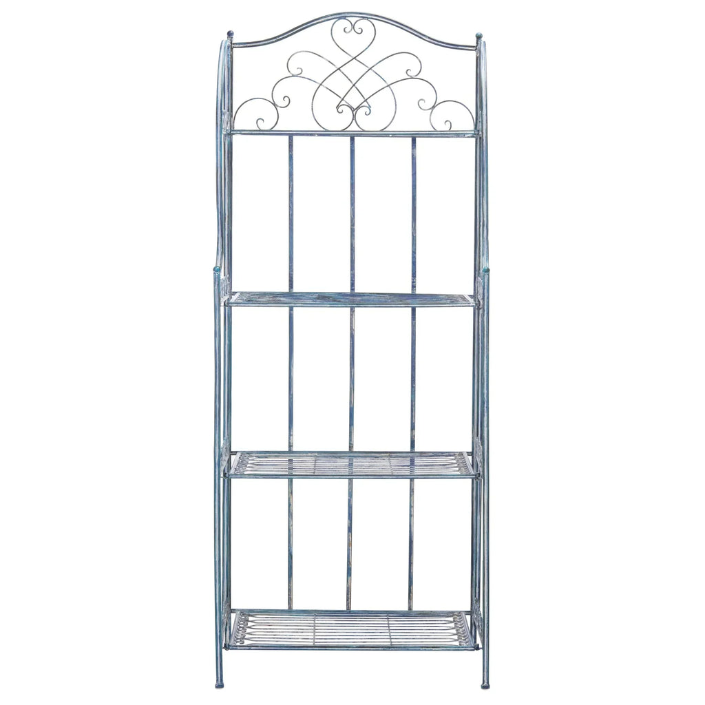SAFAVIEH Bryn viktorianisches schmiedeeisernes Bäckerregal für den Außenbereich mit 4 Ebenen - 25 In. B x 15 In. T x 63 In. H - 25B x 15T x 63H