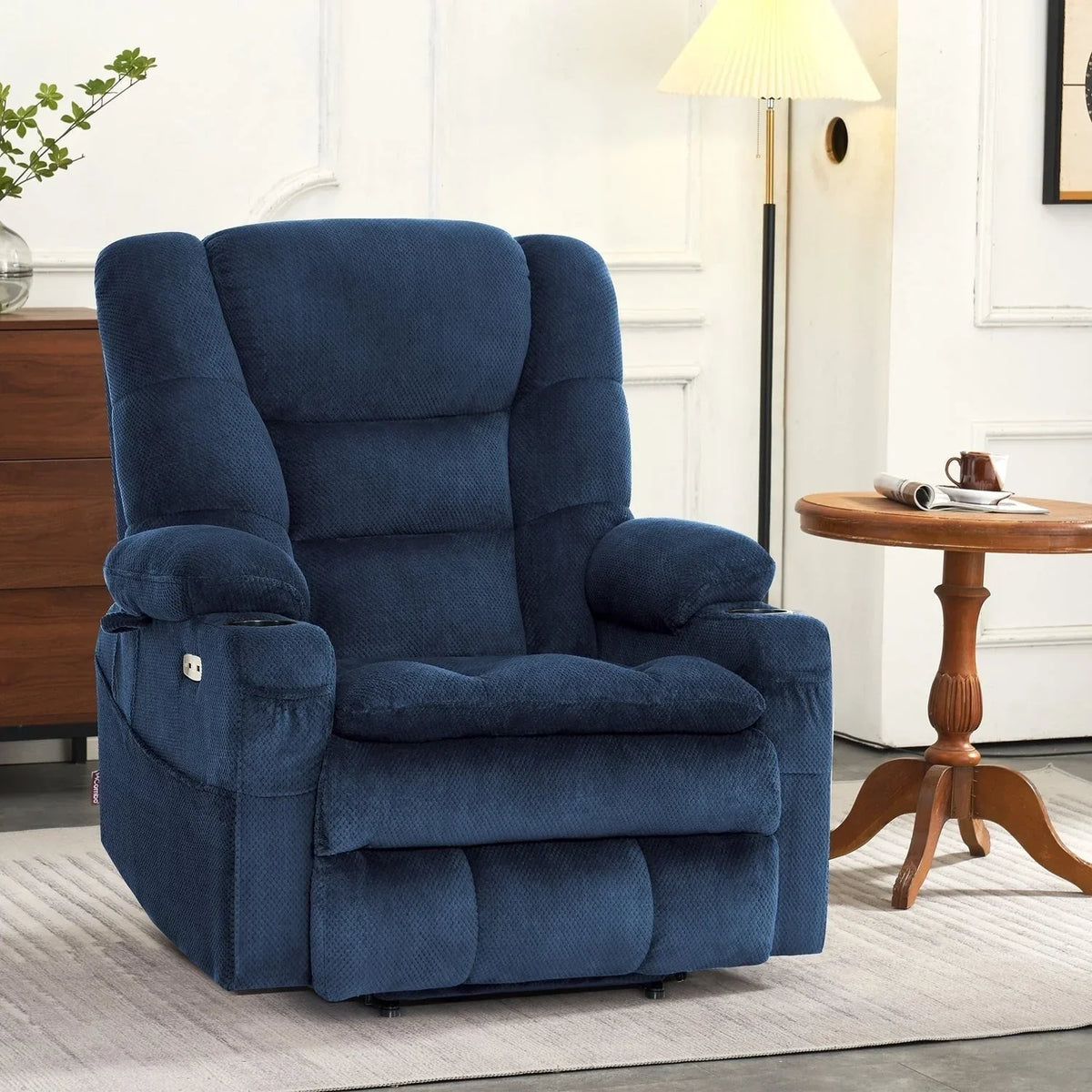 MCombo breiter Dual-Motor-Aufstehsessel mit Massage- und zweifacher Heizfunktion für große und kräftige Senioren, Stoff R7635