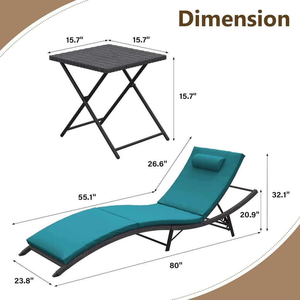 Set da 3 pezzi di chaise longue da esterno Kullavik
