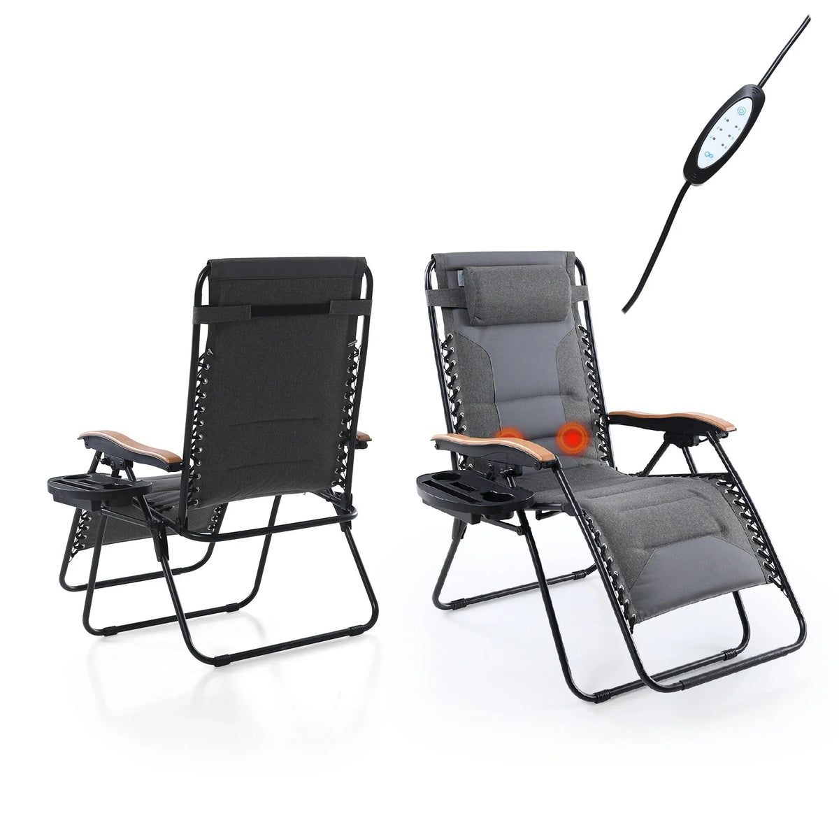 Sedia lounge imbottita oversize XL a gravità zero con bracciolo più largo, reclinabile regolabile e portabicchieri - N/A