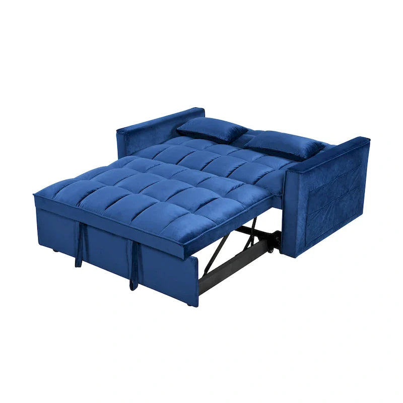 Moderne fluwelen tweezitsfuton met verstelbare rugleuning en zakken, geschikt voor 2 personen ??Donkergrijs / lichtgrijs / blauw / zwart