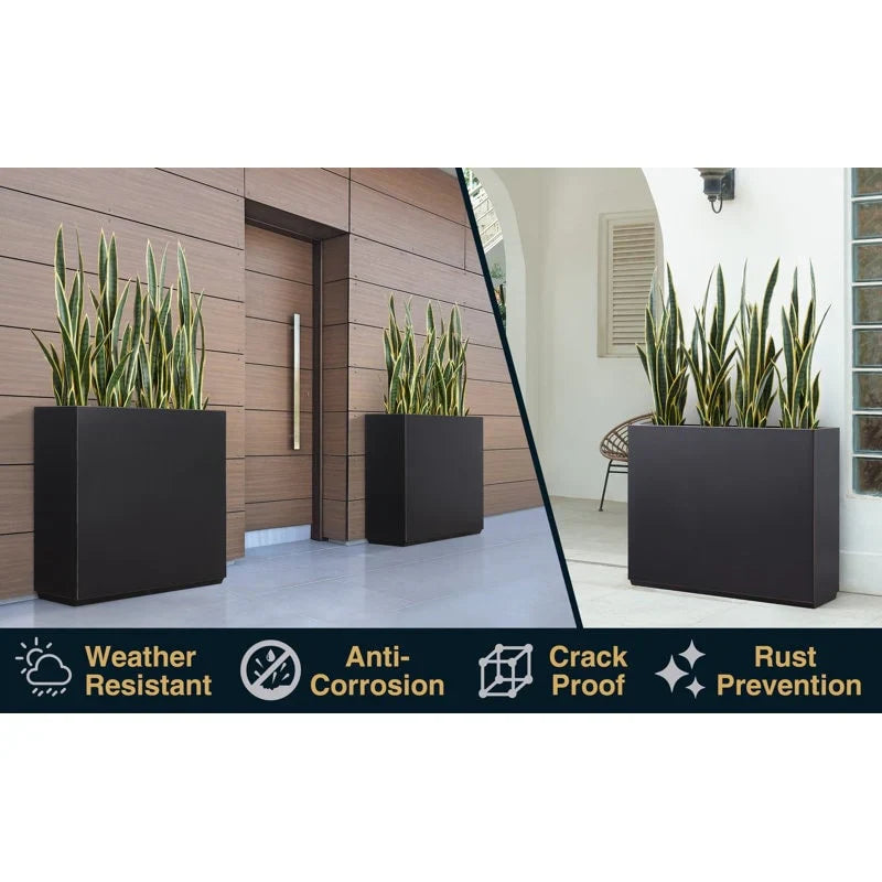 Zware metalen plantenbak voor buitenplanten, hoge en lange metalen plantenbak met scheidingswand van 38Lx10Wx30H inch - 38x30x10