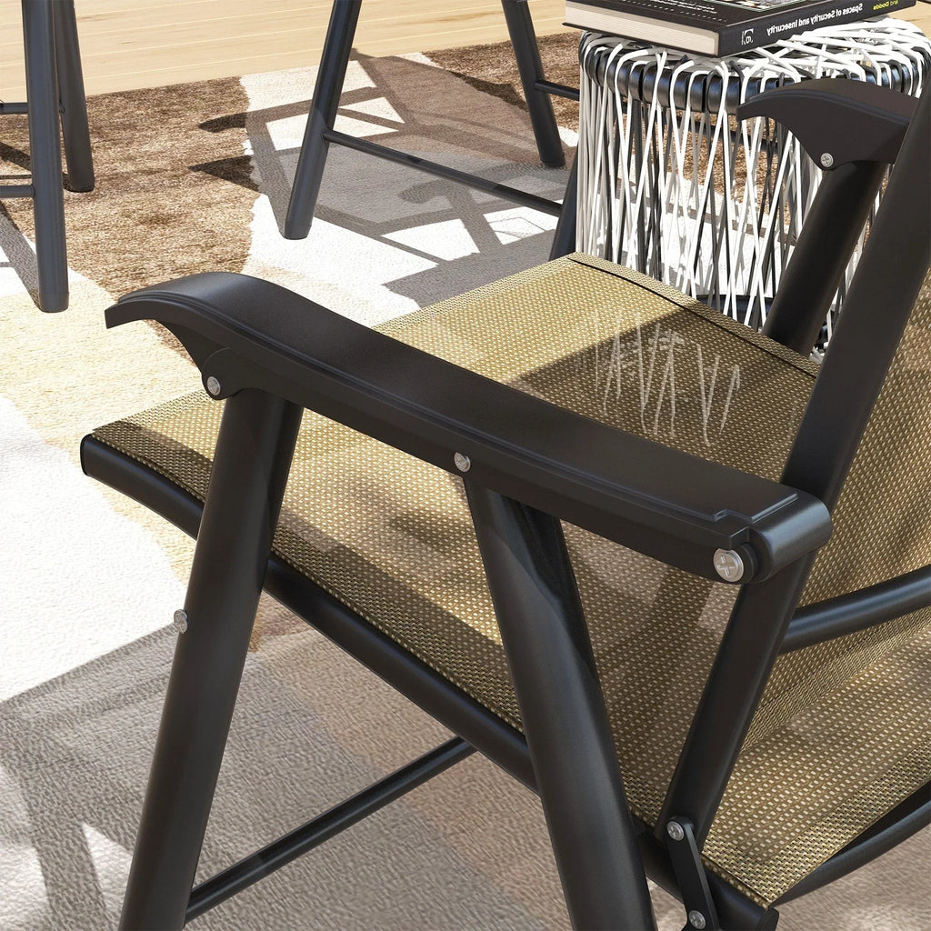 Outsunny 4-teiliges faltbares Gartenstuhl-Set mit schlichtem und stilvollem Design, bequem für Terrasse, Garten, Hof und unterwegs