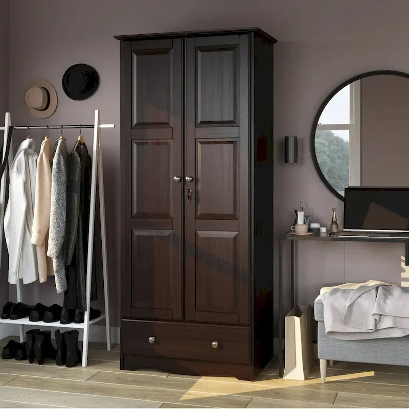 Armadio guardaroba Flexible in legno massello al 100%, con pomelli in metallo o legno